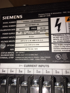 SIEMENS 9700 POWER METER AND POWER SUPPLY 9700DC 126-OE3002A