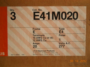 E41M020 ITE 2P 15 AMP BREAKER NEW