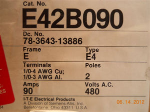 E42B090 ITE 2P 90 AMP BREAKER NEW