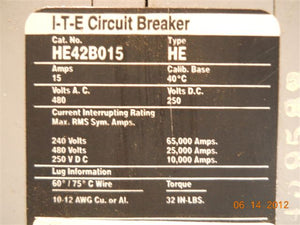 HE42B015 ITE 2P 15 AMP BREAKER NEW